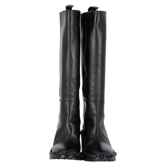 Valentino Garavani Touw Mid-Calf Blokhaklaarzen in Zwart Leer - Image 2