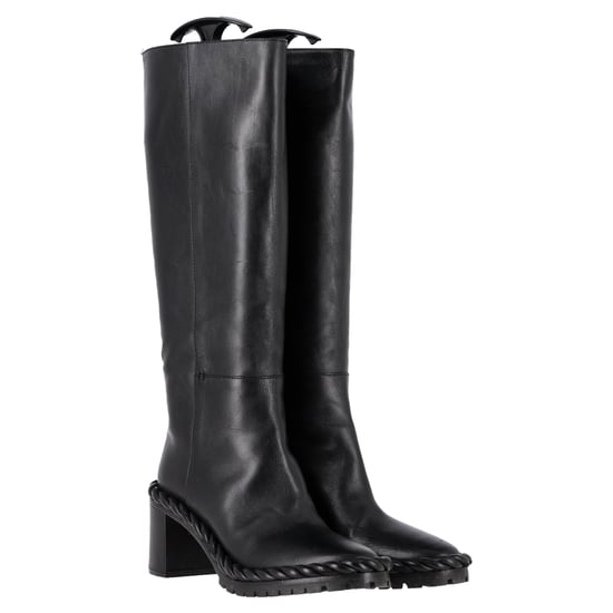 Valentino Garavani Touw Mid-Calf Blokhaklaarzen in Zwart Leer - Image 4