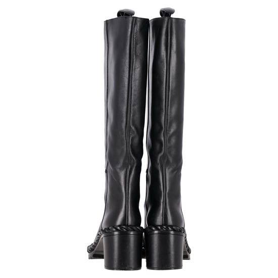 Valentino Garavani Touw Mid-Calf Blokhaklaarzen in Zwart Leer - Image 5
