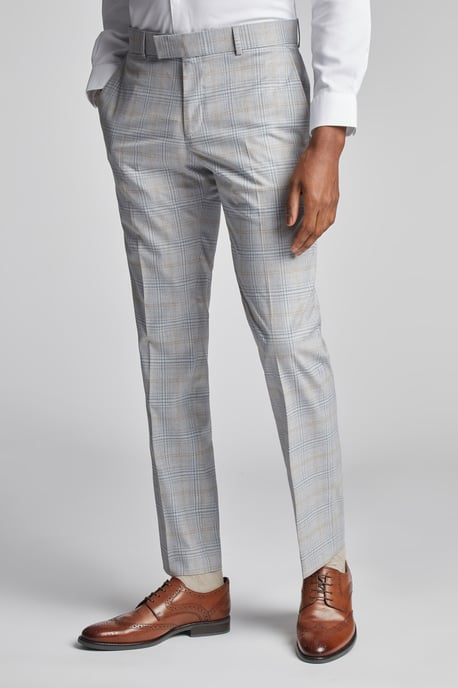 Agate Taupe Blue Check Trousers - Image 1