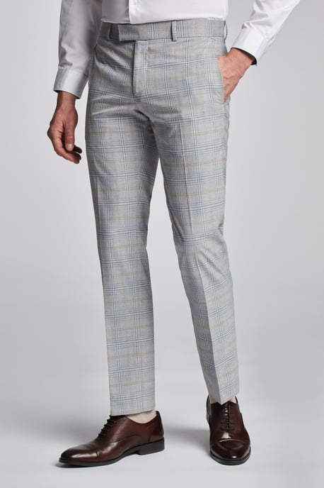 Pale Putty Check Trousers - Image 1