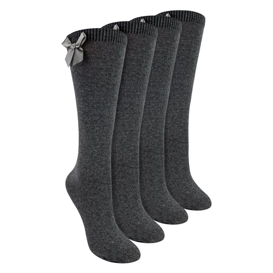 Flickor 4-pack knähöga skolstrumpor med rosettband | enfärgade långa strumpor för barn - Image 1