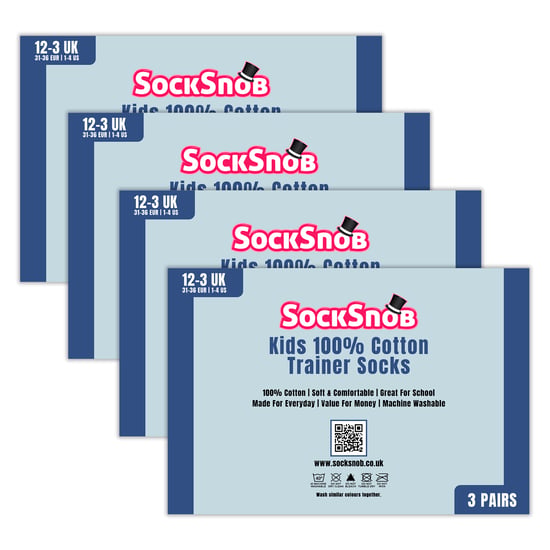 12 Pack Kids 100% Cotton Trainer Socks - Image 2