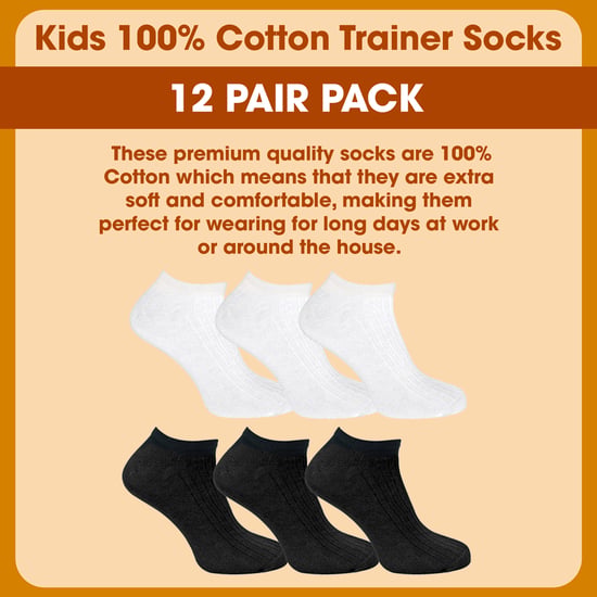 12 Pack Kids 100% Cotton Trainer Socks - Image 3