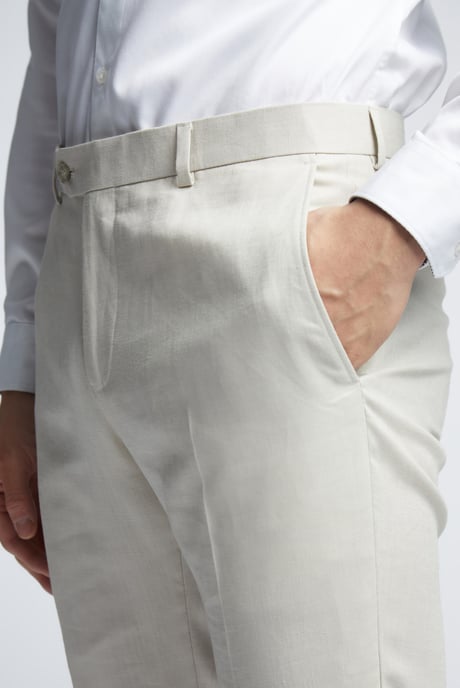 Linen Tailored Fit Suit Trousers - Image 2