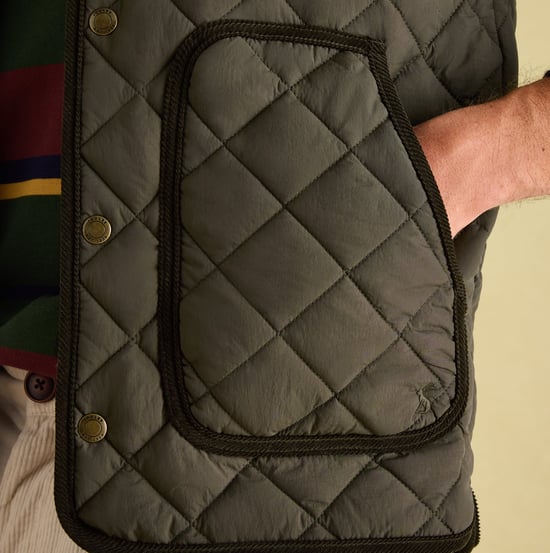 Joules GIBSON Mens Gilet Green - Image 4