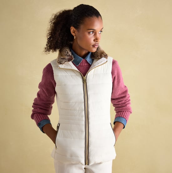 Joules BECKLEY Womens Gilet Winter White - Image 1