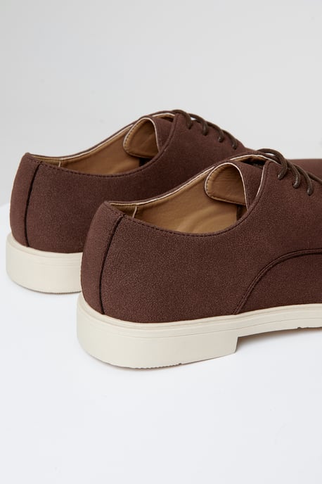 Chocolate Faux Suede Desert Shoes - Image 4