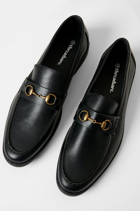 Black Faux Leather Snaffle Loafers - Image 2