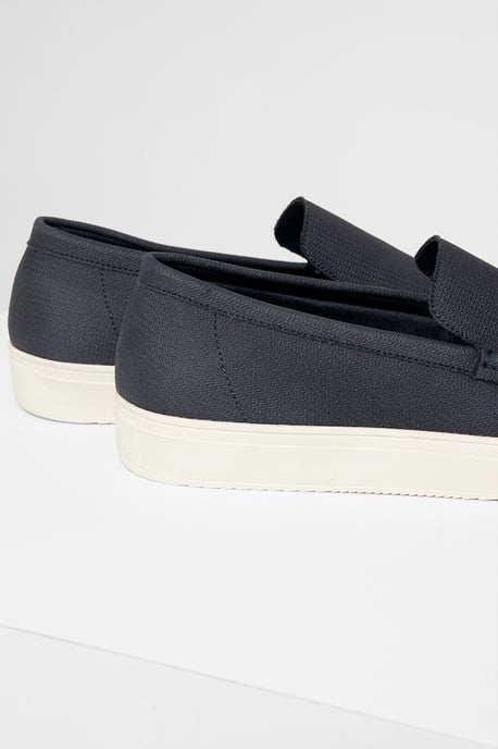 Navy Textured Slip On Loafers - Image 4