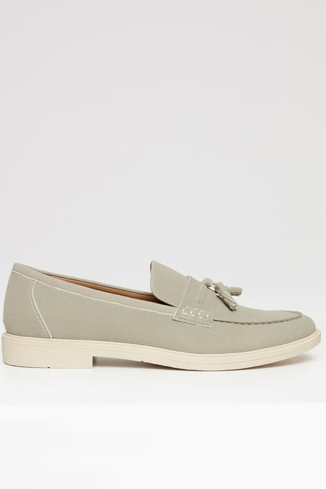 Stone Faux Suede Tassel Loafers - Image 1