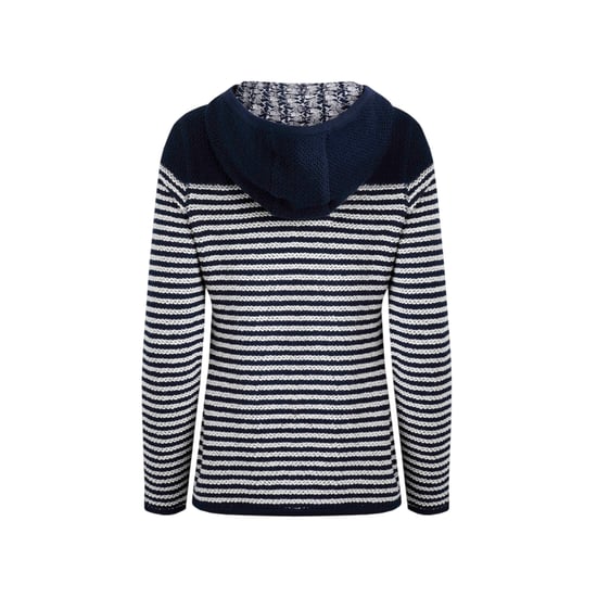 Weird Fish Dames Bianca Gestreepte Macaroni Eco Vriendelijke Volledige Ritssluiting Hoodie (Marineblauw) - Image 2