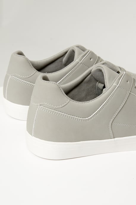 Grey Stitch Detail Court Trainers - Image 4