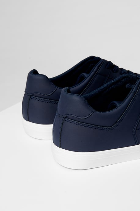 Navy Stitch Detail Court Trainers - Image 4