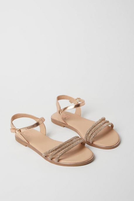 Wide Fit Fern Embellished Flat Sandals - Image 3