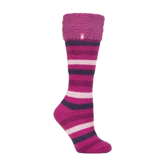 Kvinnors lång stövelsockor med flerfärgad randig mönster - Image 1