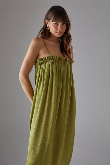 Crushed Satin Strappy Midi Dress - Image 2