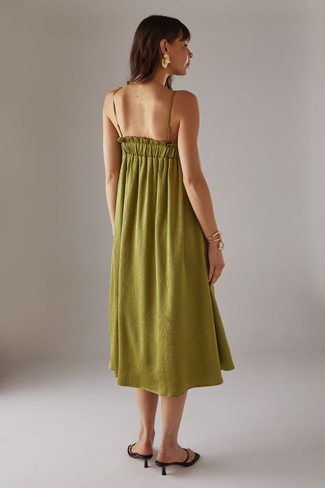 Crushed Satin Strappy Midi Dress - Image 3