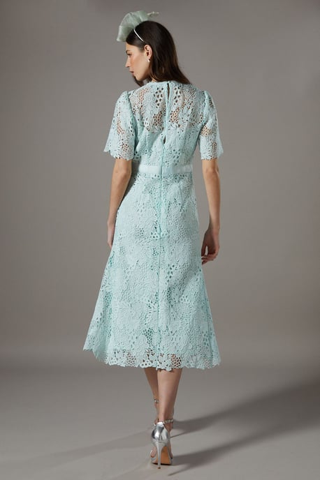 Lace Midi Dress With Bow Belt - Image 3