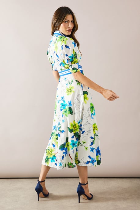 Floral Print Button Midi Shirt Dress - Image 3