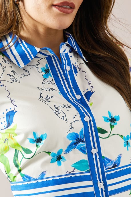 Floral Print Button Midi Shirt Dress - Image 5