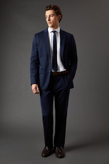 Navy Regular Fit Suit Trousers - Image 1