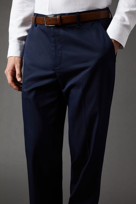 Navy Regular Fit Suit Trousers - Image 4