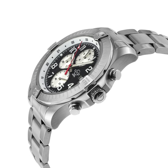 T38 SS Case, Enamel Black Dial with White print, 3 Silver sub dial, 316L Stainless Steel Bracelet Watch. - Image 3