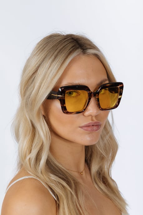 Bold Square Sunglasses in Leopard Yellow - Image 1