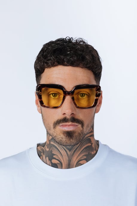 Bold Square Sunglasses in Leopard Yellow - Image 2