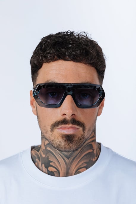 Cross-Border Flat Sunglasses in Blue Leopard - Image 2
