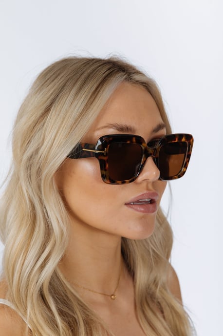 Bold Square Sunglasses in Leopard Brown - Image 2
