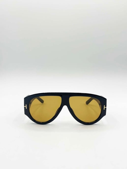 Oversized Rounded Sunglasses Black Brown - Image 1