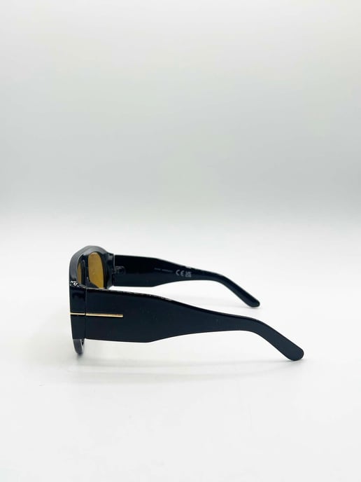Oversized Rounded Sunglasses Black Brown - Image 5