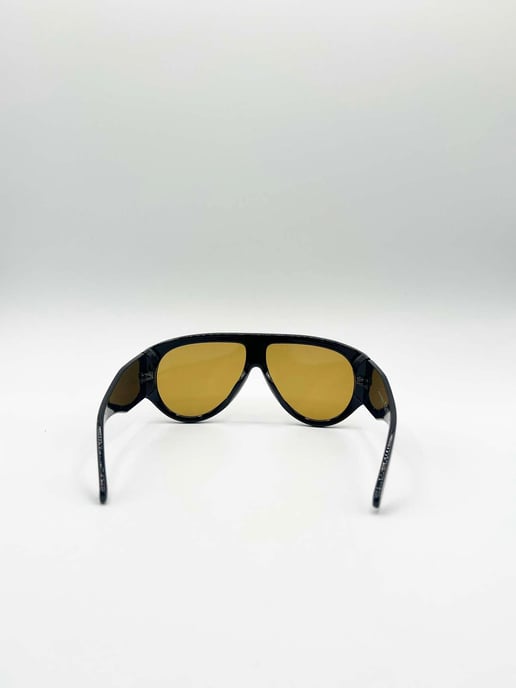 Oversized Rounded Sunglasses Black Brown - Image 6