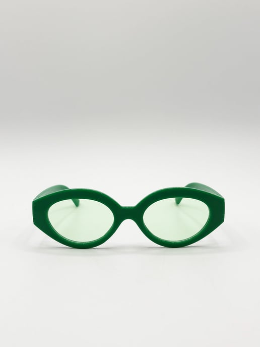 Retro Small Oval Sunglasses Green - Image 1