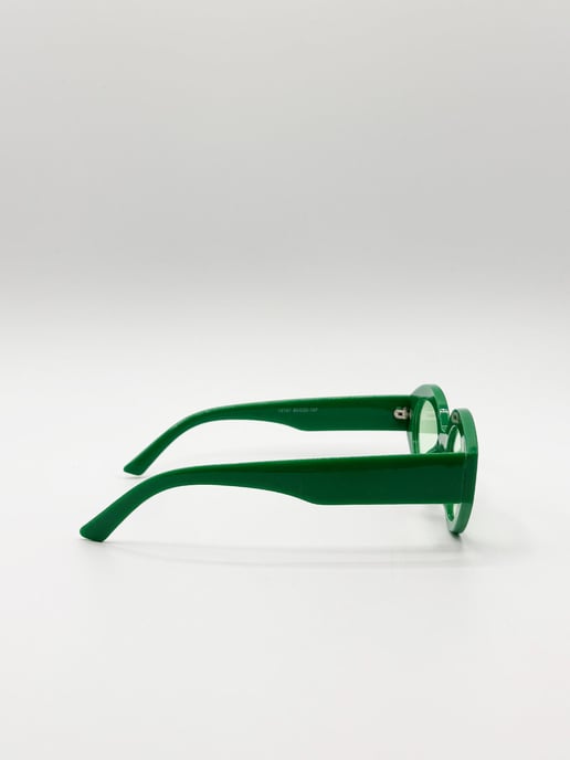 Retro Small Oval Sunglasses Green - Image 3