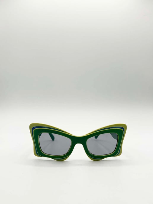 Bold Butterfly Cat-Eye Sunglasses Green Lime - Image 1
