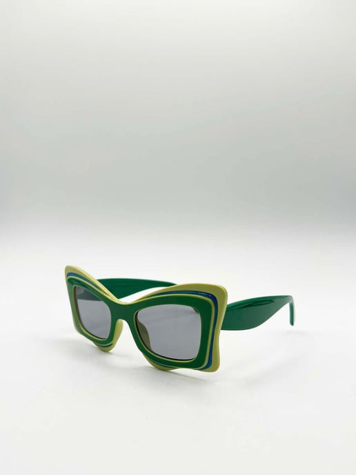 Bold Butterfly Cat-Eye Sunglasses Green Lime - Image 2
