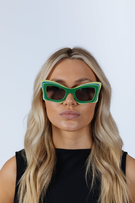 Bold Butterfly Cat-Eye Sunglasses Green Lime - Image 3