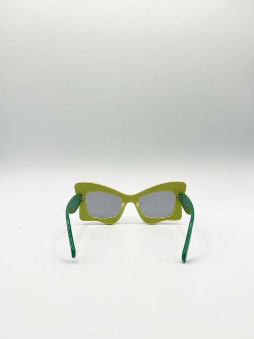 Bold Butterfly Cat-Eye Sunglasses Green Lime - Image 6