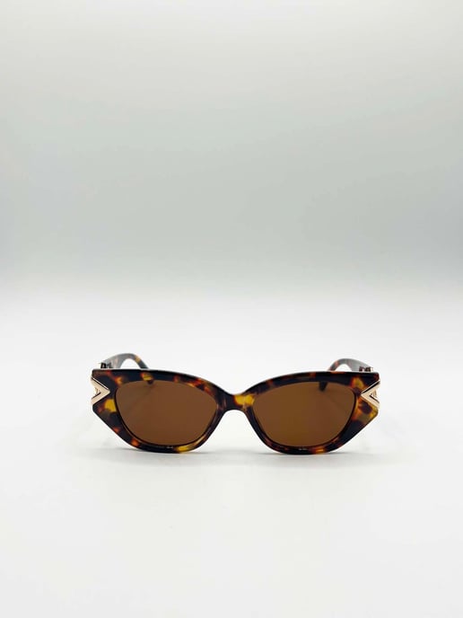 Cat-Eye Diamond Infinity Sunglasses in Tortoiseshell - Image 3