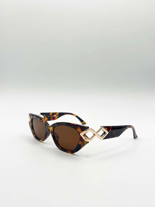 Cat-Eye Diamond Infinity Sunglasses in Tortoiseshell - Image 4