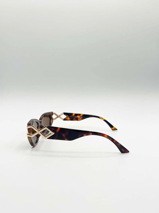 Cat-Eye Diamond Infinity Sunglasses in Tortoiseshell - Image 5