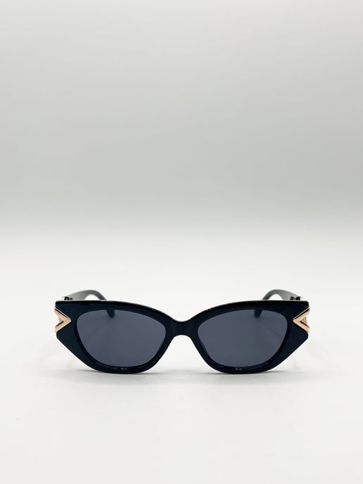 Cat-Eye Diamond Infinity Sunglasses in Black - Image 1