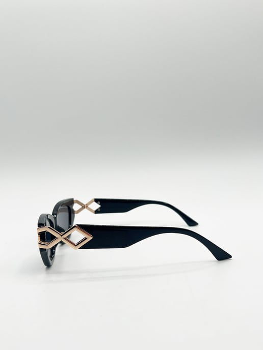 Cat-Eye Diamond Infinity Sunglasses in Black - Image 4