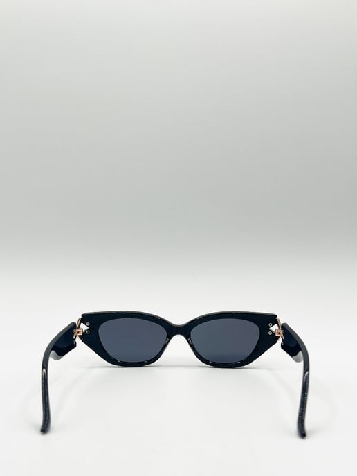 Cat-Eye Diamond Infinity Sunglasses in Black - Image 5