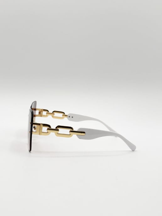 Rimless Oversized Square Sunglassses in White Gold - Image 4