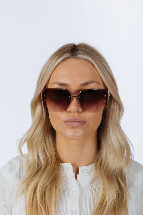 Rimless Oversized Square Sunglassses in White Gold - Image 5