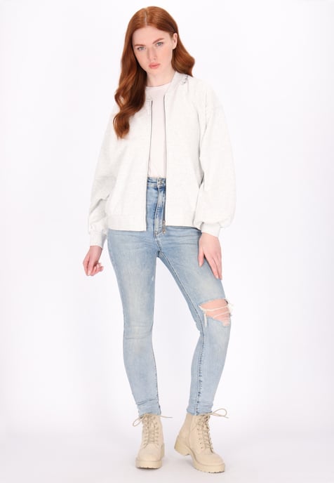 Dreimaster Sweat-jacket women wool white melange - Image 2